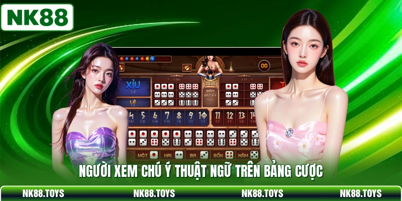 Người xem chú ý thuật ngữ trên bảng cược